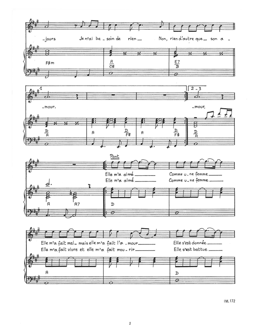 Comme Une Femme Piano, Vocal scores gallery preview page 2