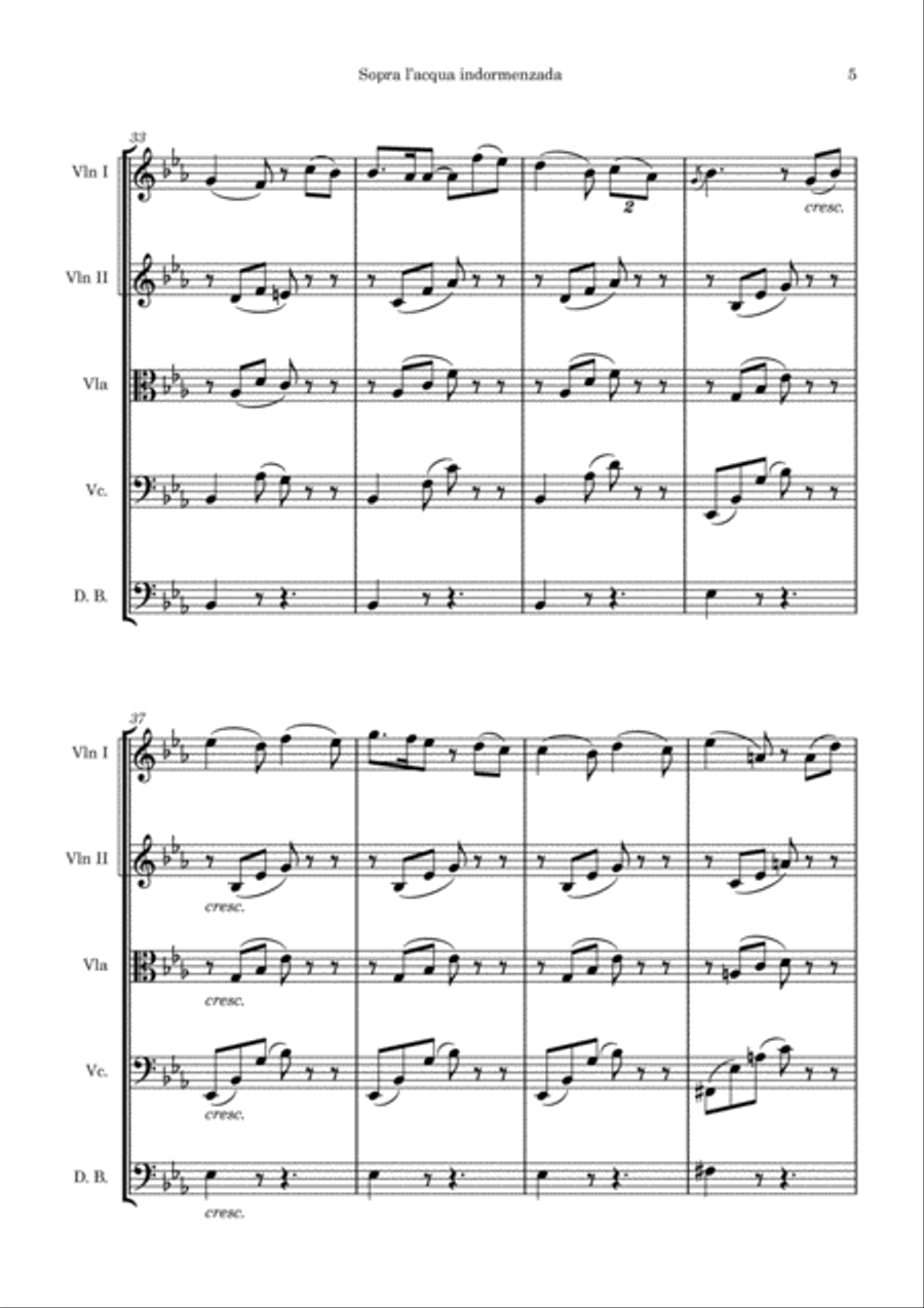 Reynaldo Hahn - Sopra l'acqua indormenzada String Orchestra scores gallery preview page 5