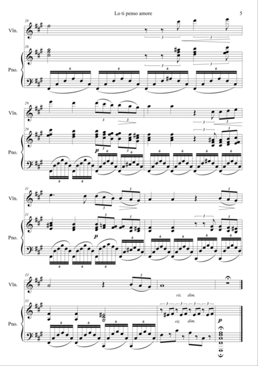 Lo Ti Penso Amore (Paganini OST_based on Violin Concerto no.4) Violin Solo scores gallery preview page 5