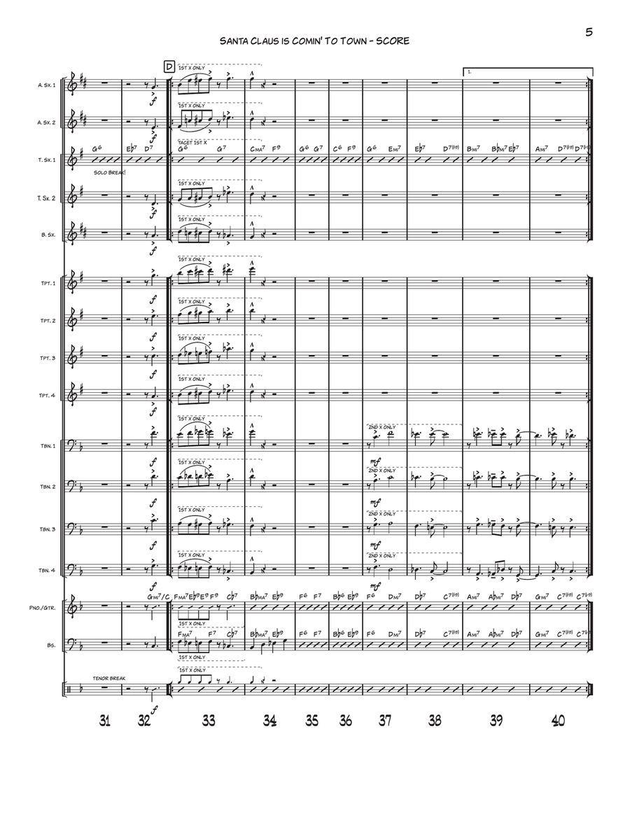 Santa Claus Is Comin' To Town Jazz Ensemble scores gallery preview page 5