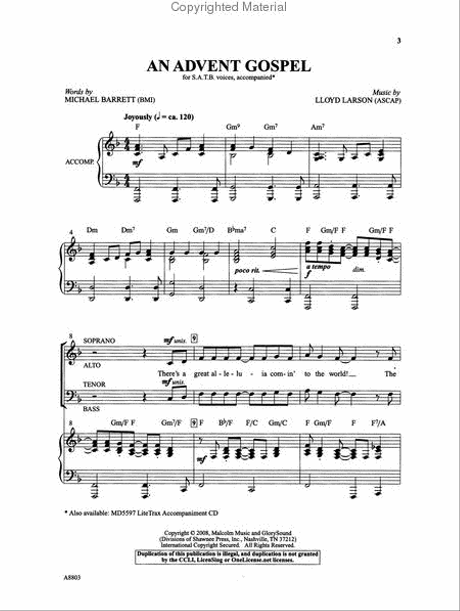 An Advent Gospel 4-Part scores gallery preview page 2