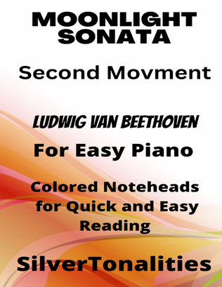 Moonlight Sonata 2nd Mvt Easy Piano Sheet Music with Colored Notation
