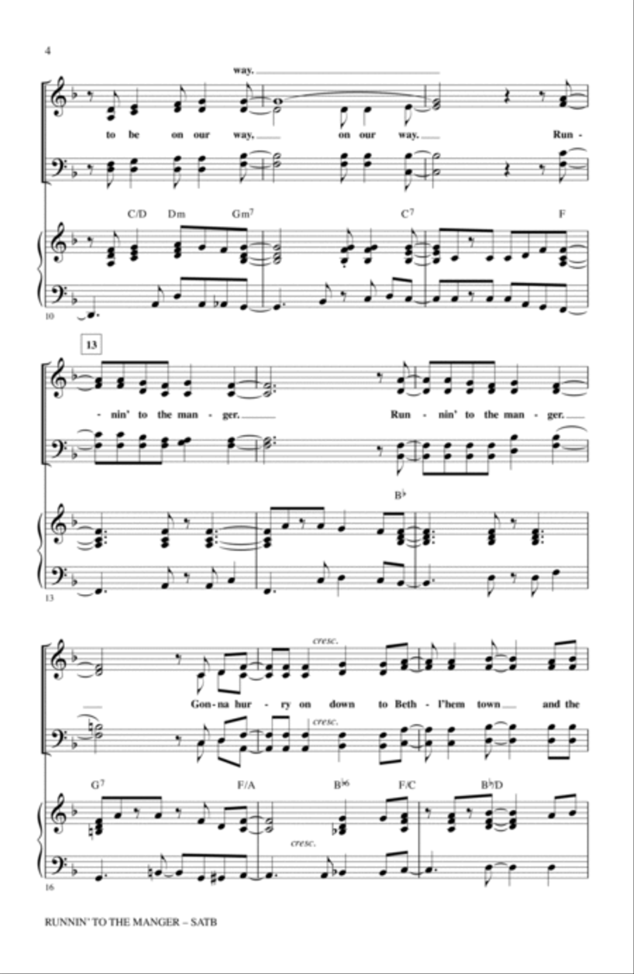 Runnin' To The Manger (Hear The Angels Sing) 4-Part scores gallery preview page 2