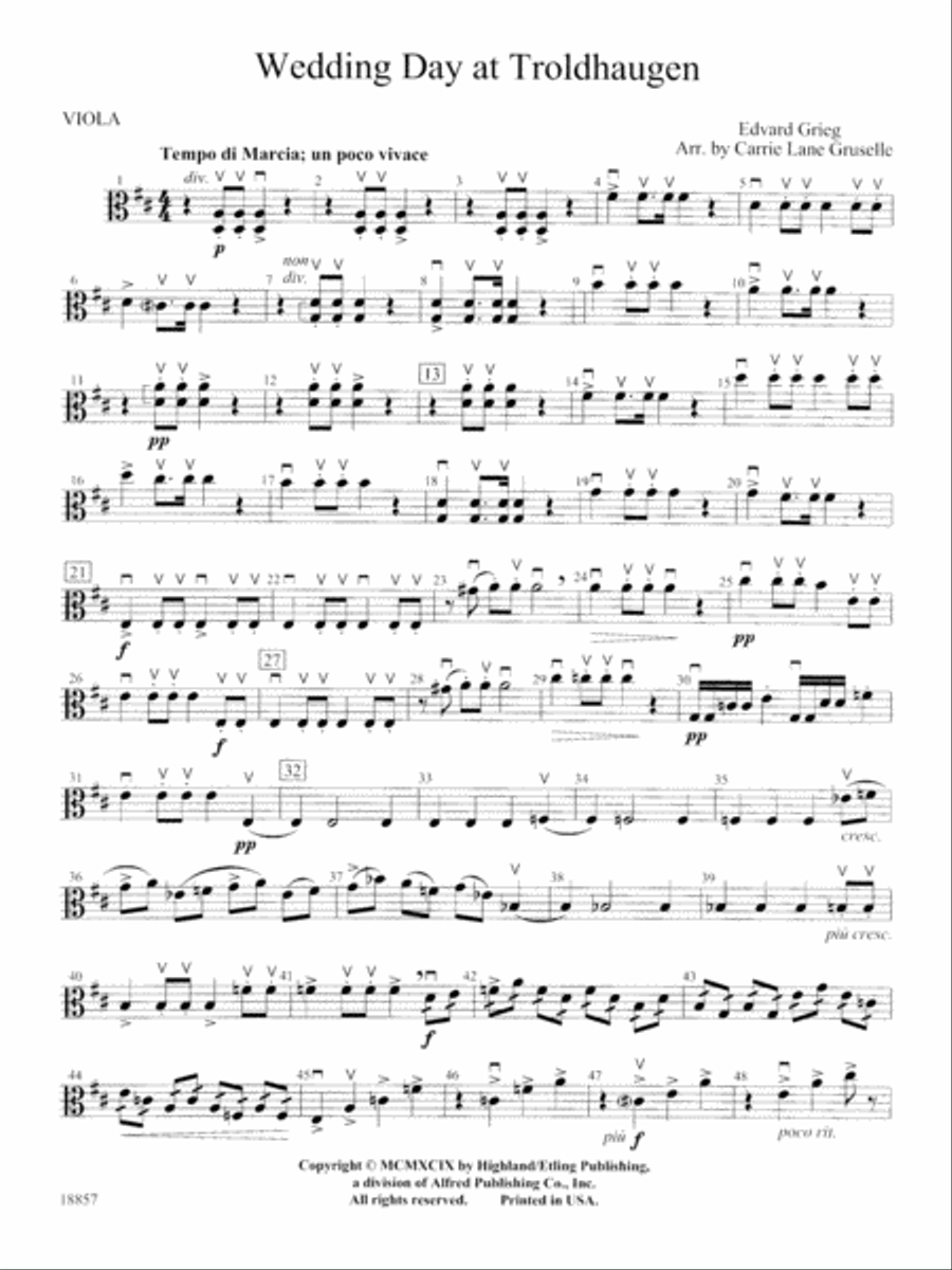 Wedding Day at Troldhaugen: Viola String Orchestra scores gallery preview page 1