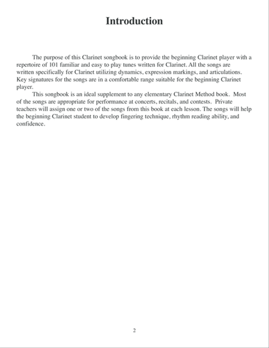101 Easy Songs for Clarinet Clarinet Solo scores gallery preview page 3