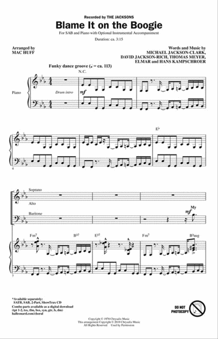 Blame It on the Boogie 3-Part scores gallery preview page 2