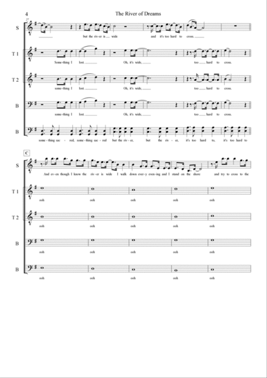 The River Of Dreams TTBB scores gallery preview page 4