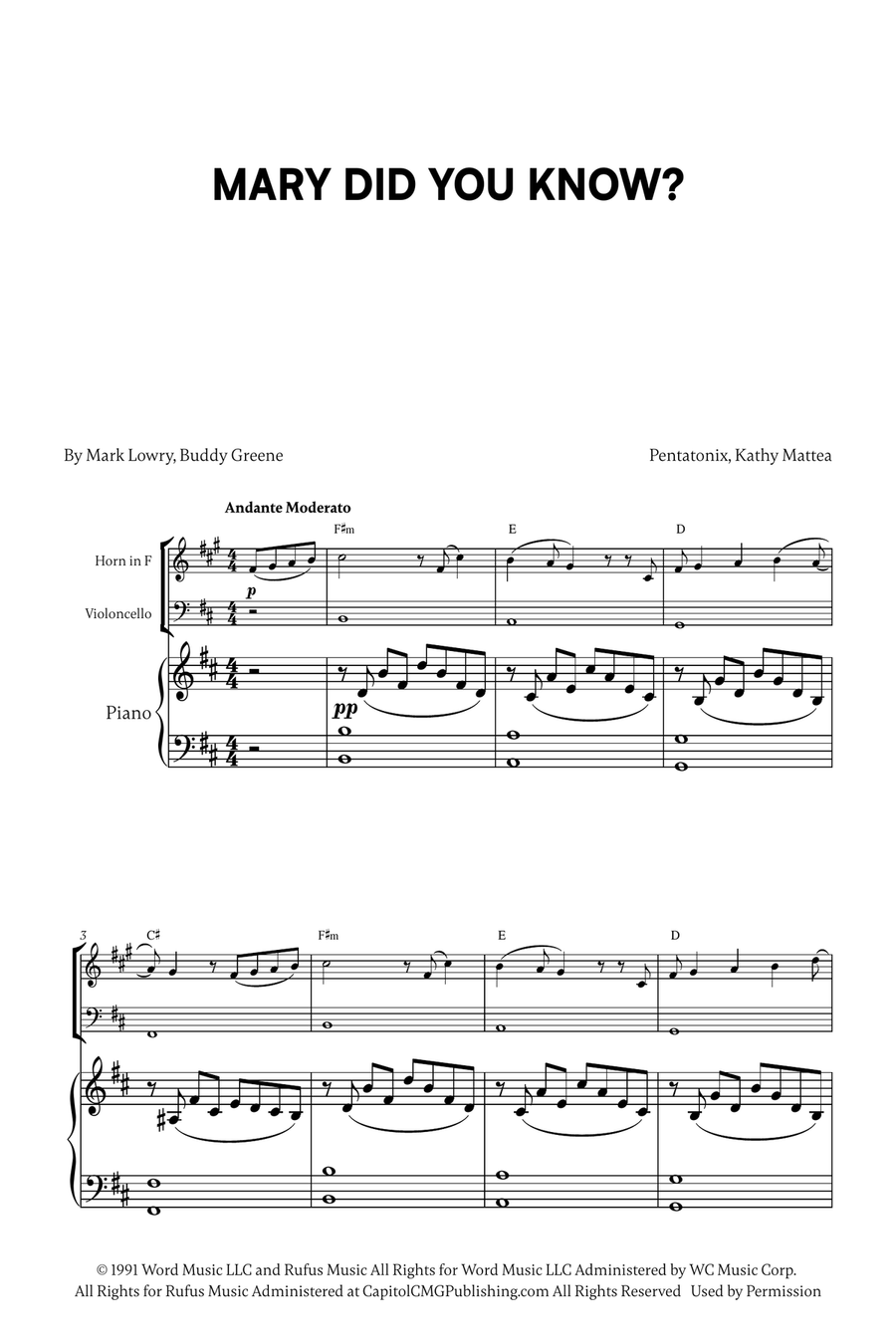 Mary, Did You Know? Mary, Did You Know? Horn scores gallery preview page 1