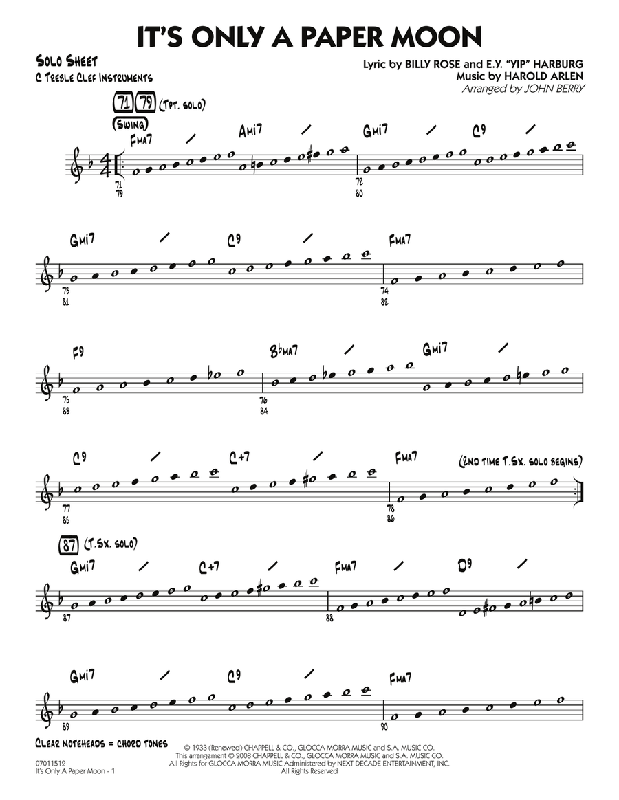 It's Only a Paper Moon - C Solo Sheet