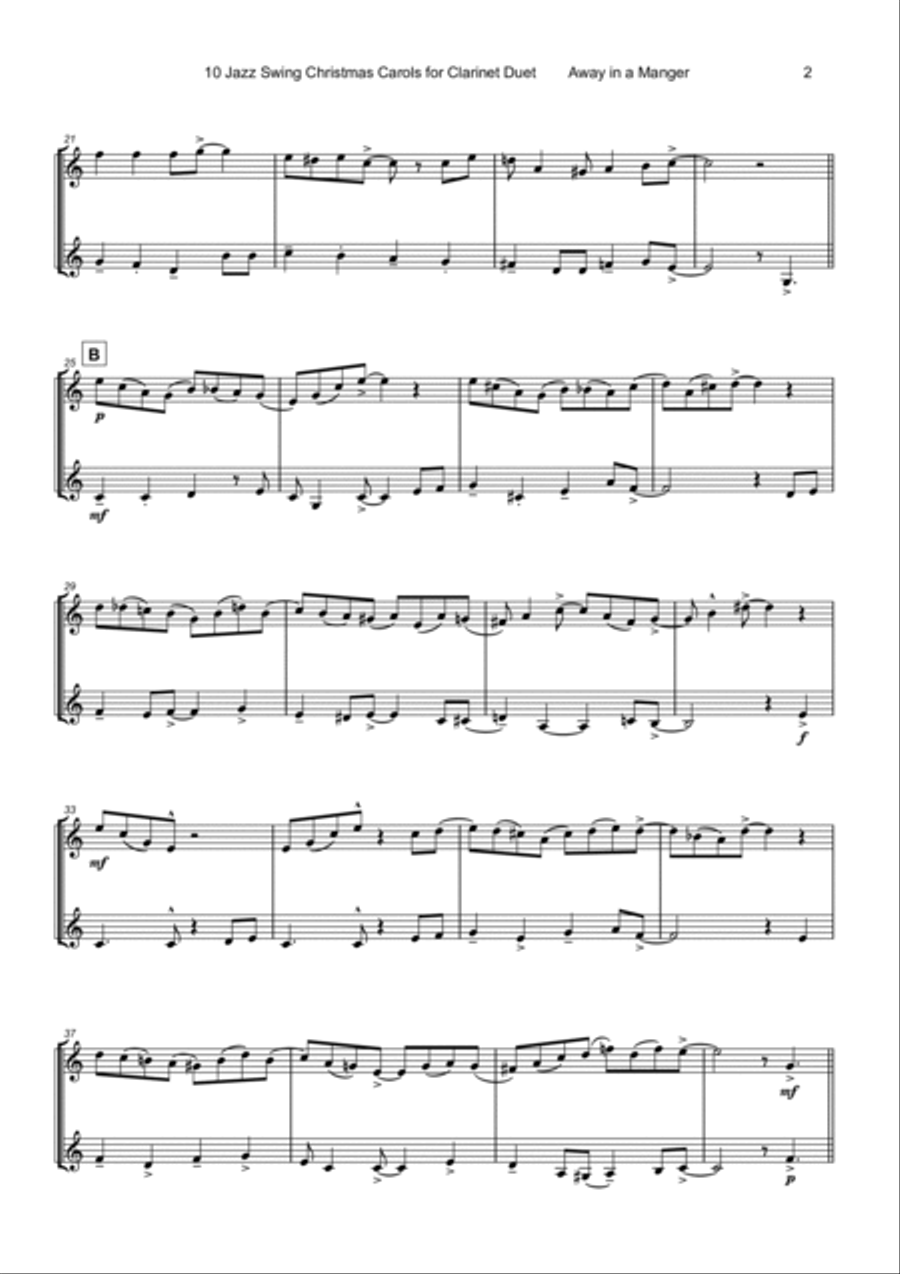 10 Jazz Swing Carols for Clarinet Duet Clarinet Duet scores gallery preview page 4