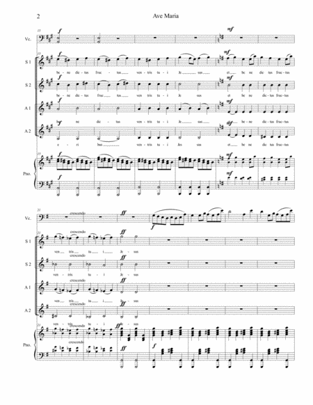 Ave Maria SSAA piano and cello image number null