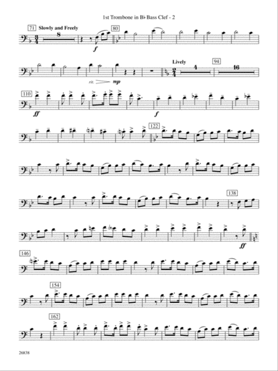 River Songs of the South: (World Part) 1st B-flat Trombone B.C. Concert Band scores gallery preview page 2