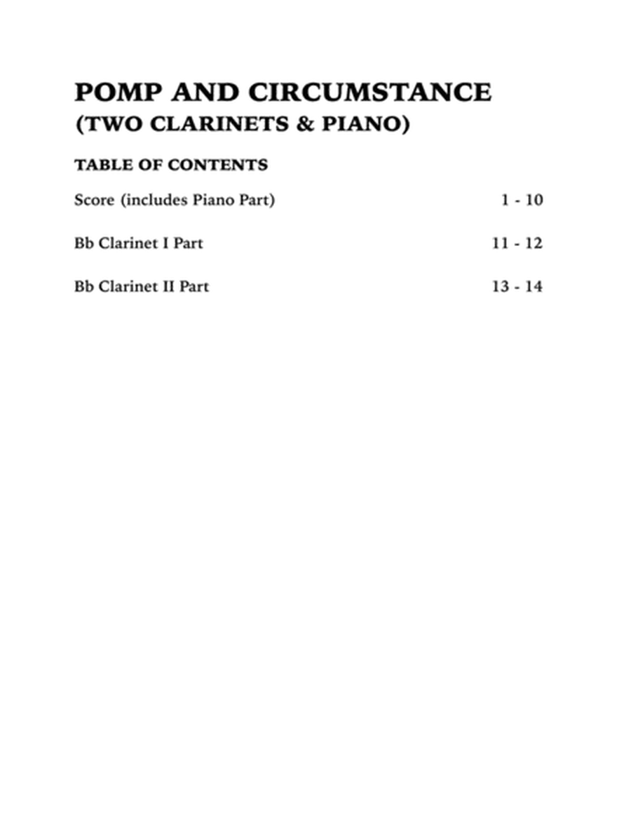 Pomp and Circumstance (Trio for Two Clarinets and Piano) image number null