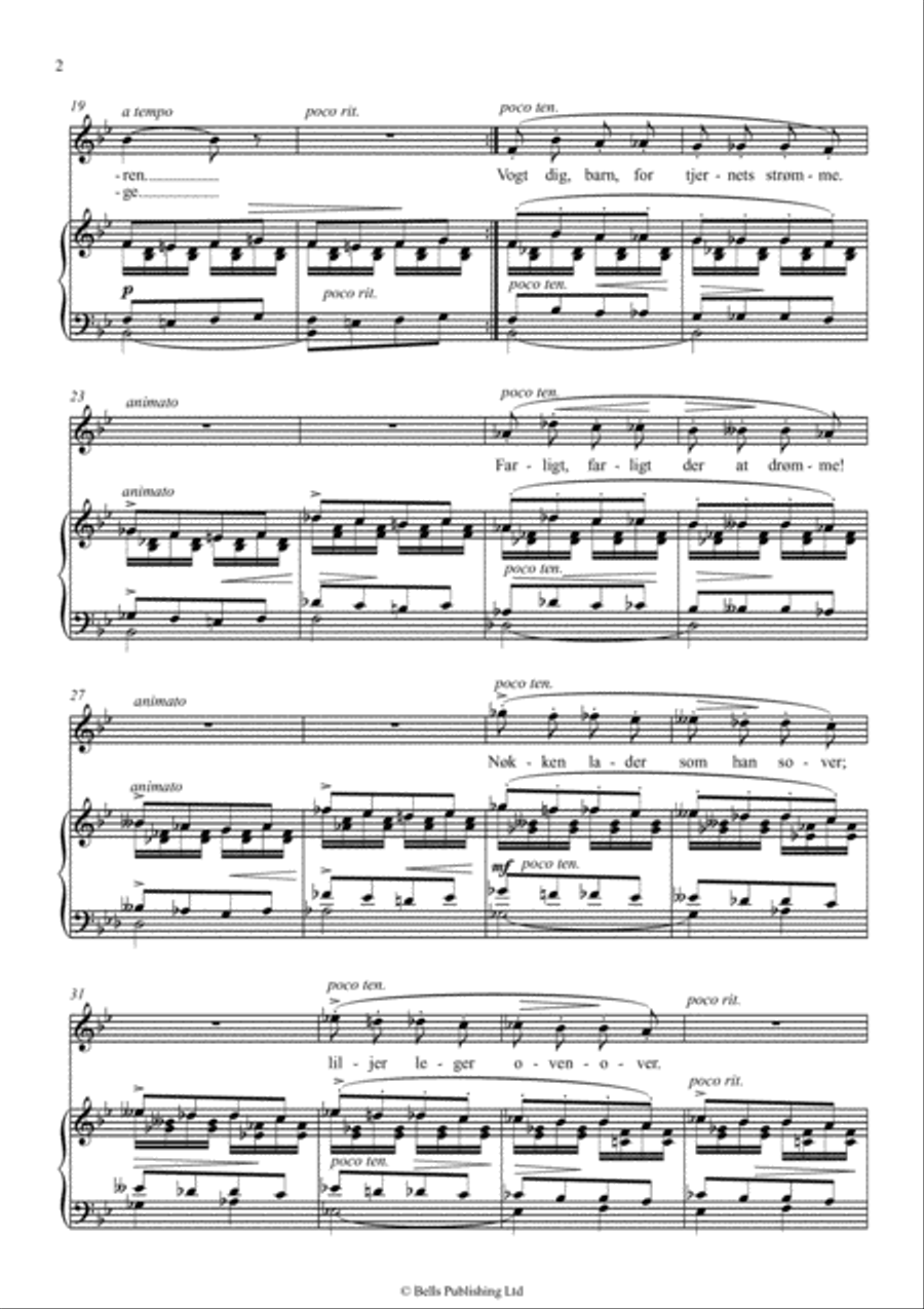 Med en vandlilje, Op. 25 No. 4 (B-flat Major) Voice Solo scores gallery preview page 2