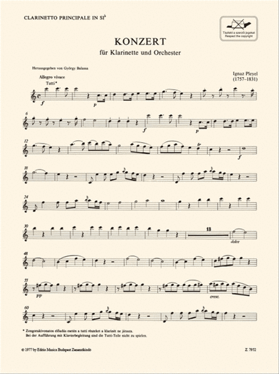 Konzert Für Klarinette B-Dúr Clarinet Solo scores gallery preview page 3