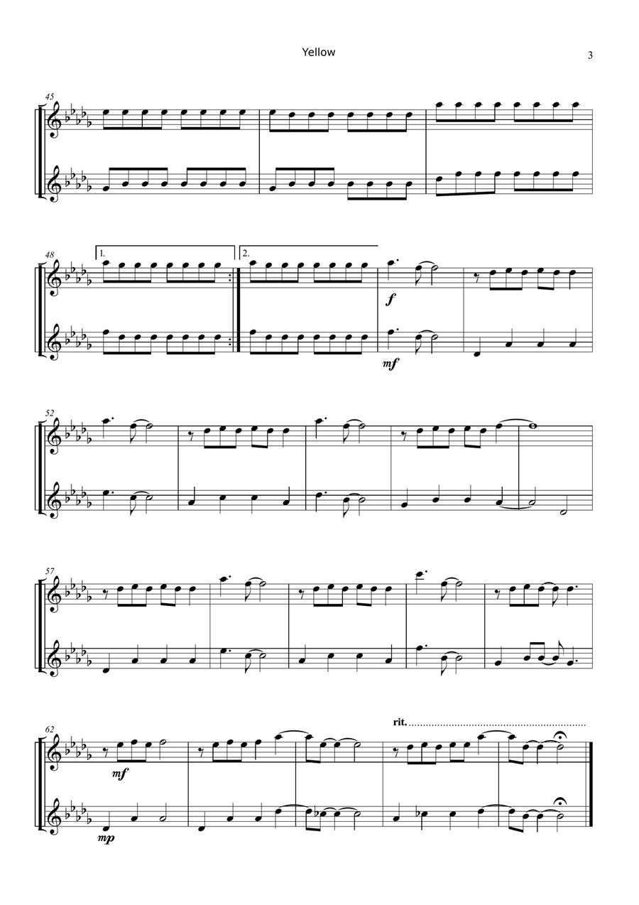 Yellow Trumpet Duet scores gallery preview page 3