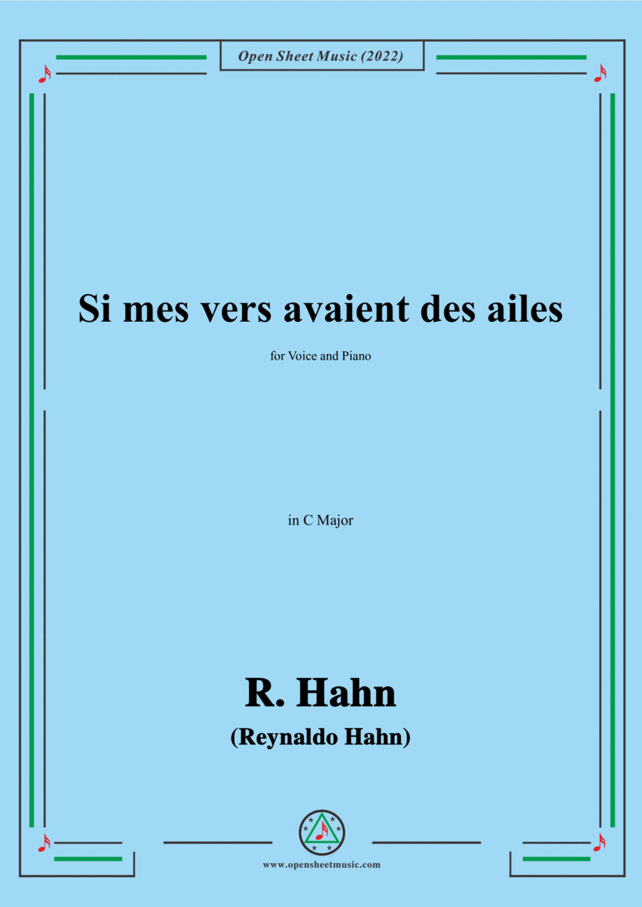 Book cover for R. Hahn-Si mes vers avaient des ailes(1888),in C Major