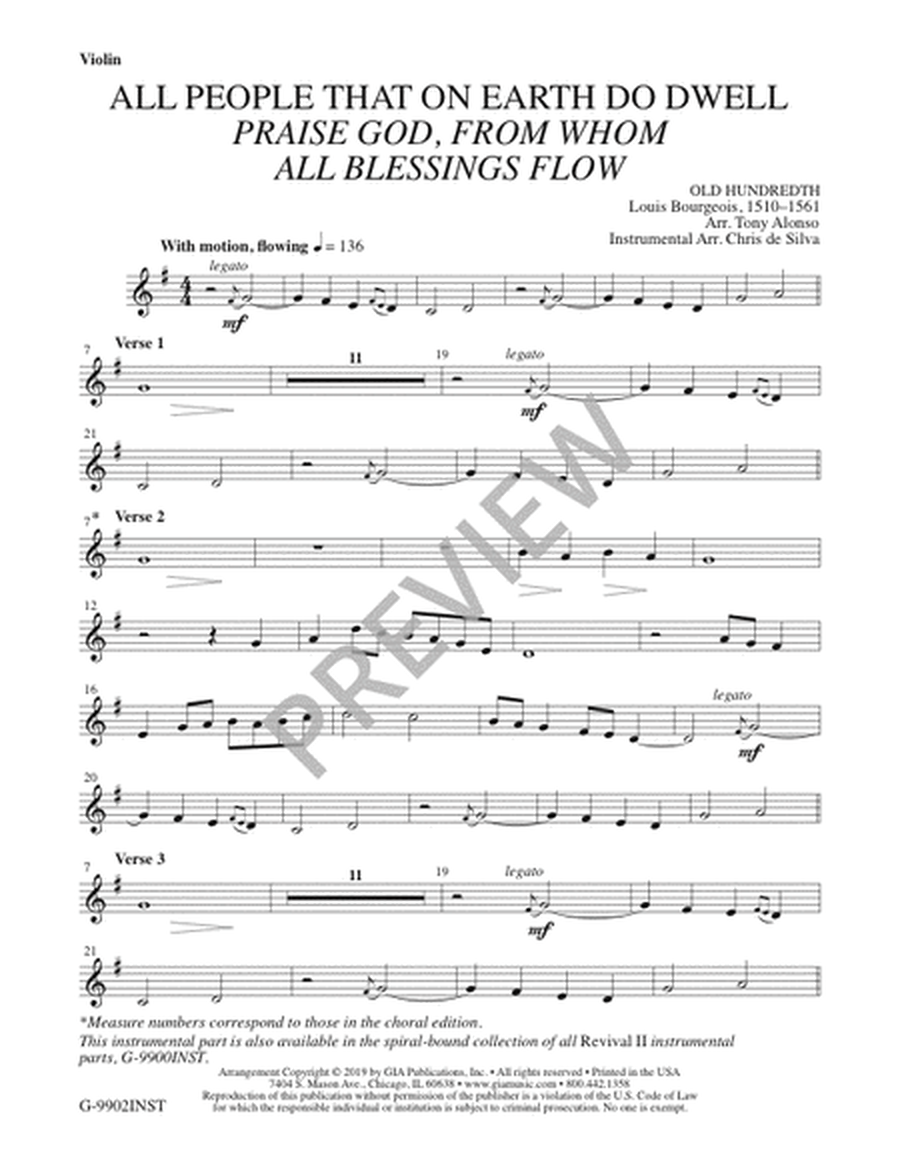 All People That on Earth Do Dwell / Praise God, from Whom All Blessings Flow - Instrument edition