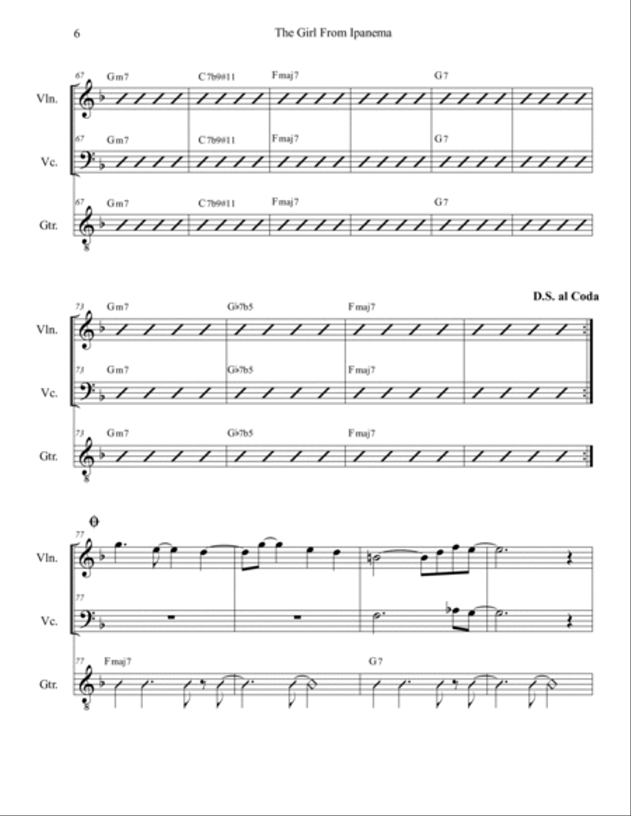 The Girl From Ipanema (garôta De Ipanema) Chamber Music scores gallery preview page 6