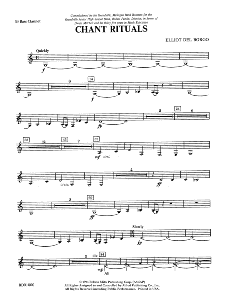Chant Rituals: B-flat Bass Clarinet Concert Band scores gallery preview page 1