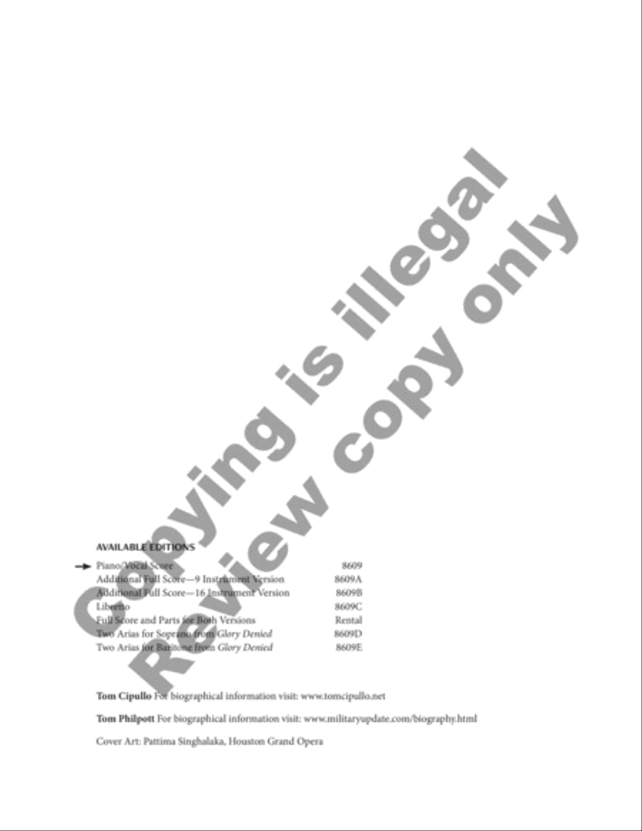 Glory Denied (Piano/Vocal Score) Glory Denied (Piano/Vocal Score) Bassoon scores gallery preview page 4