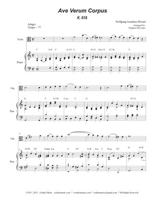 Ave Verum Corpus (Viola solo - Piano Accompaniment)