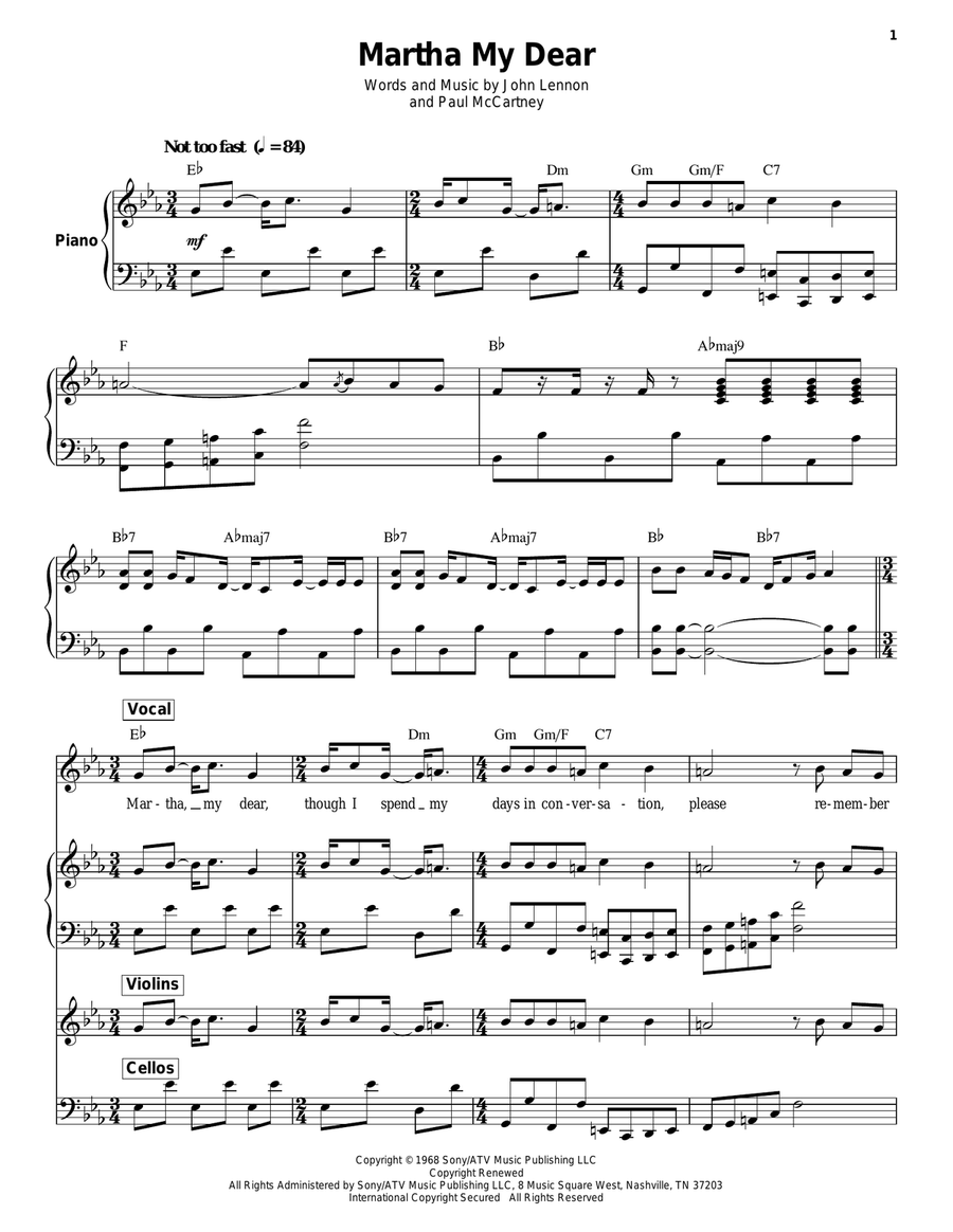 Martha My Dear Piano scores gallery preview page 1
