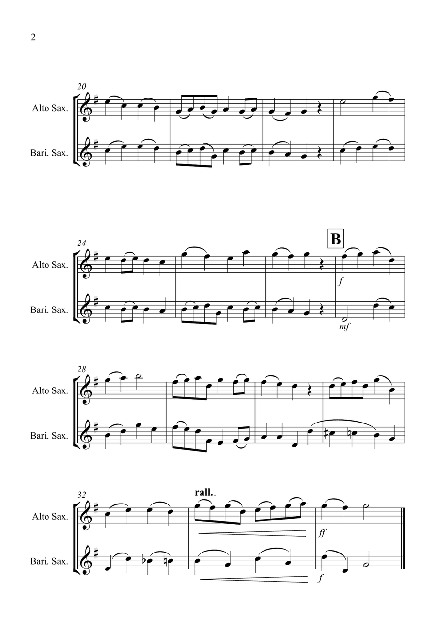 Christ The Lord is Risen Today for Alto and Baritone Saxophone Duet Woodwind Duet scores gallery preview page 2
