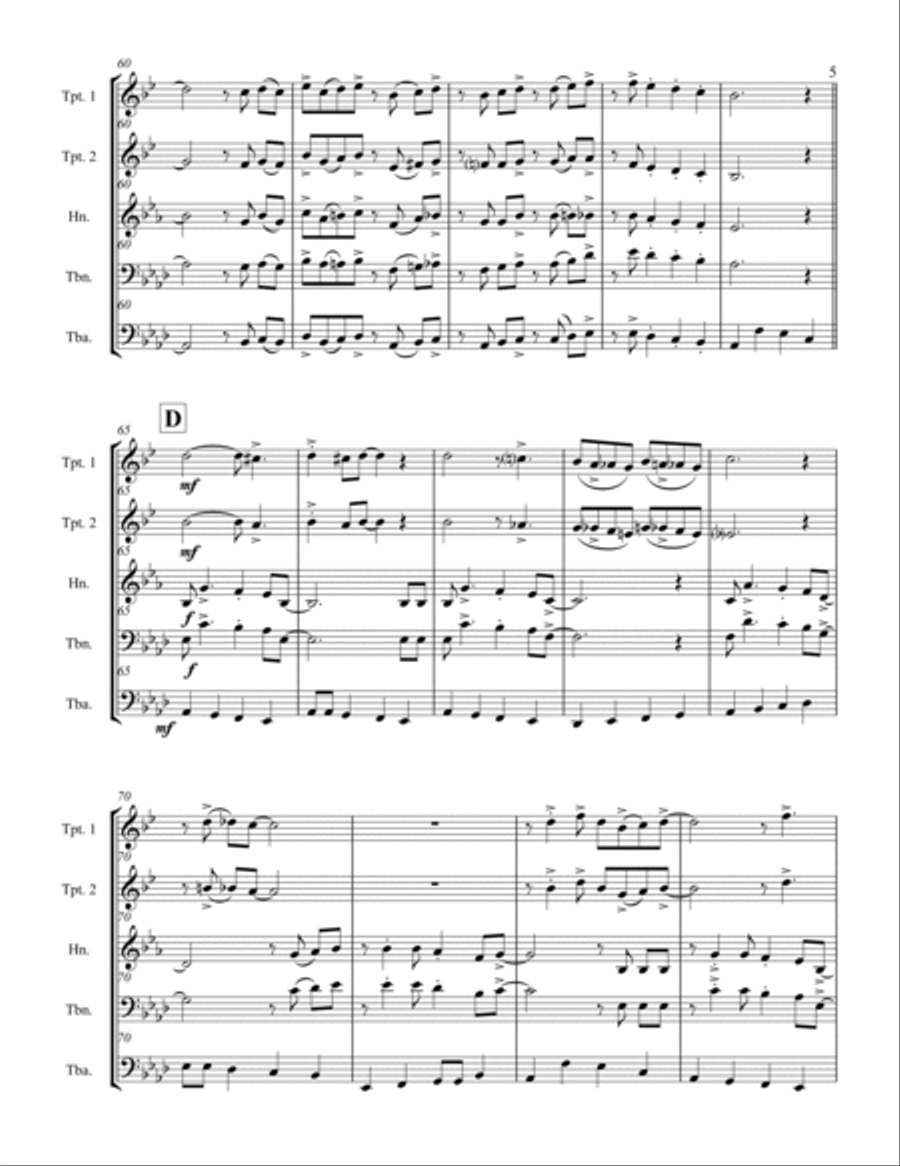 Jingle Bells (for Brass Quintet) Brass Quintet scores gallery preview page 6