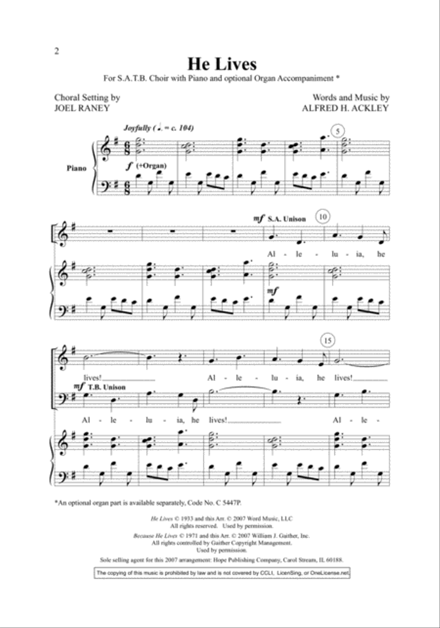 He Lives He Lives 4-Part scores gallery preview page 2