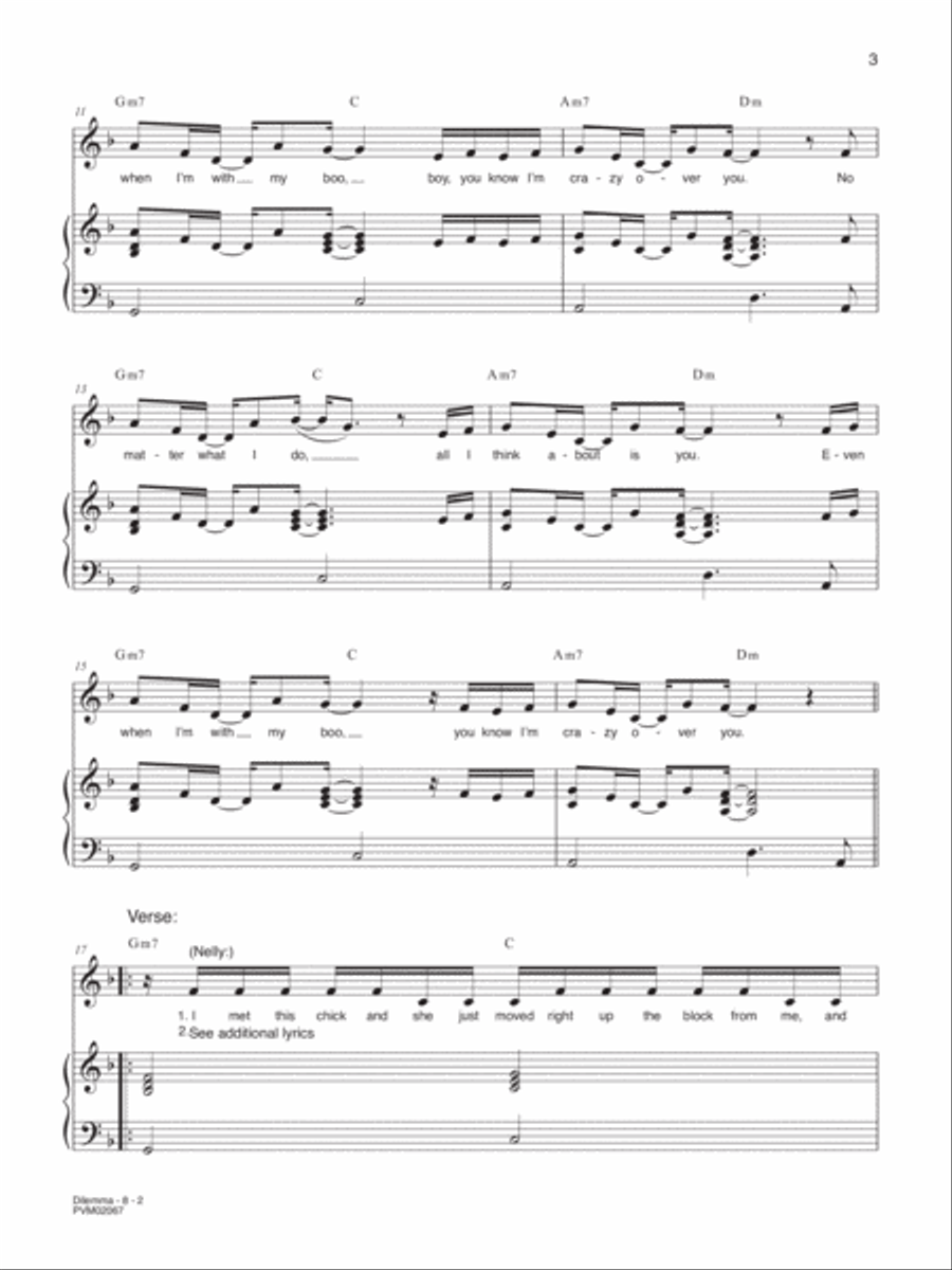 Dilemma Piano, Vocal, Guitar scores gallery preview page 2