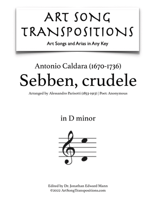 Book cover for CALDARA: Sebben, crudele (transposed to D minor)