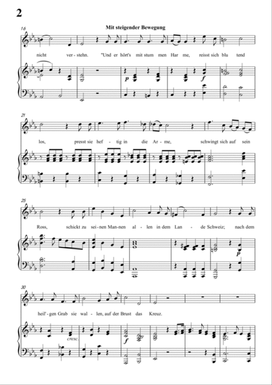 Schubert-Ritter Toggenburg in bE for Vocal and Piano Voice scores gallery preview page 3