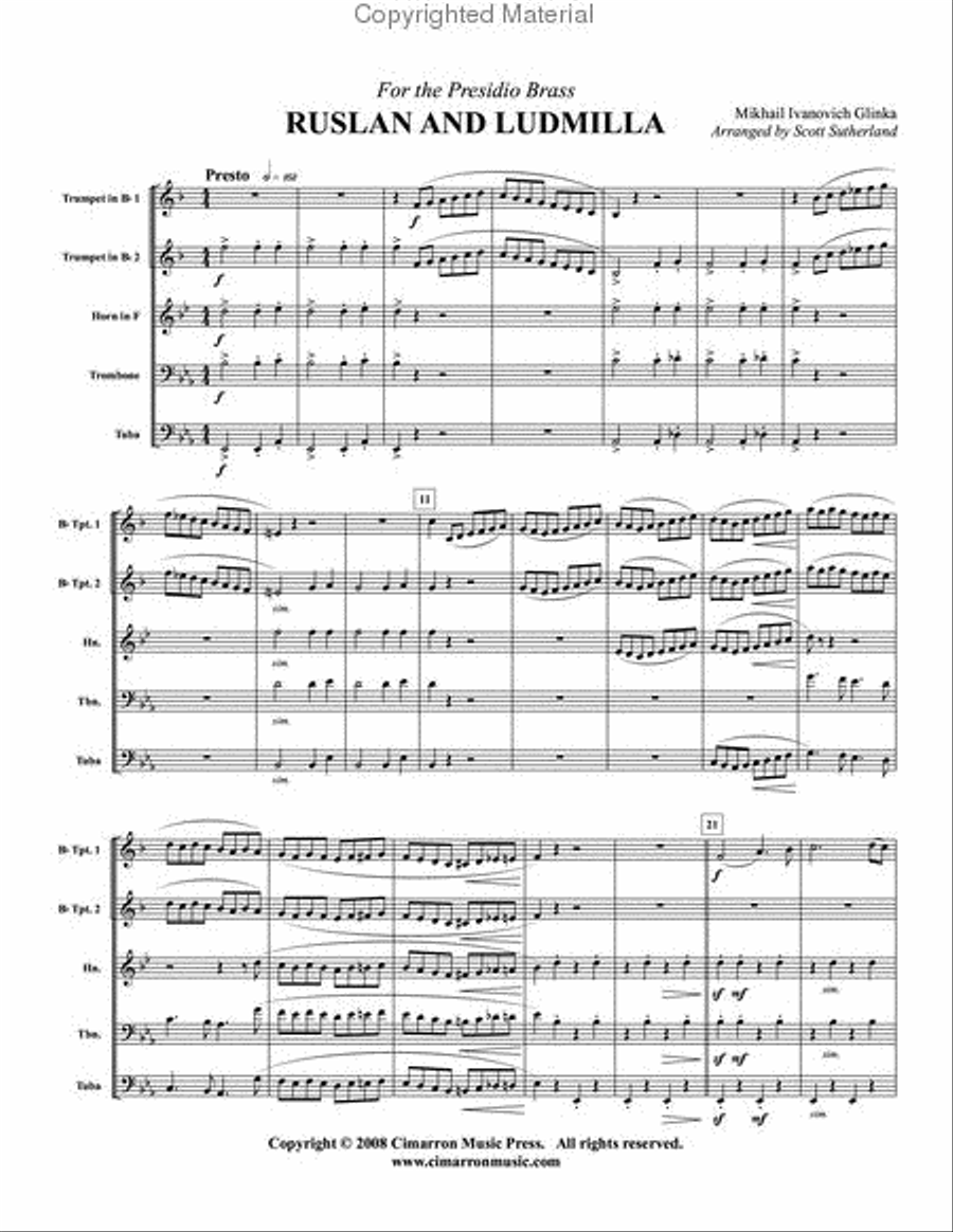 Ruslan and Ludmilla Brass Quintet scores gallery preview page 2
