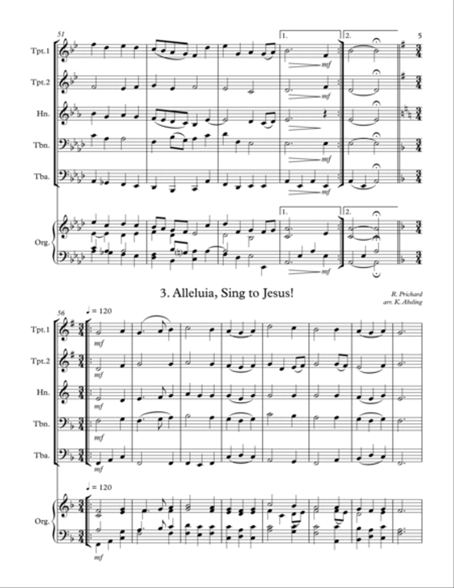 40 Beloved Christian Hymns Volume II (for Brass Quintet and optional Organ) Horn scores gallery preview page 6