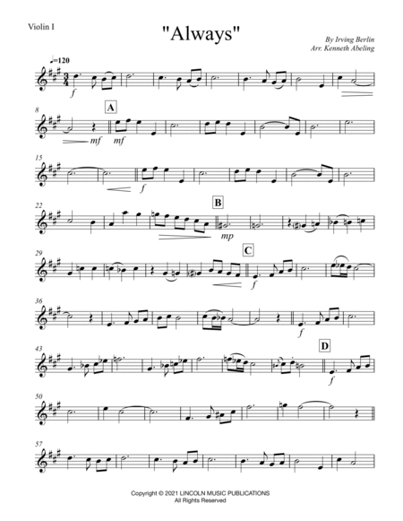 Always - Irving Berlin (for String Quartet) image number null