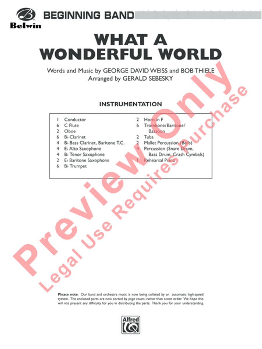 What a Wonderful World Concert Band scores gallery preview page 2