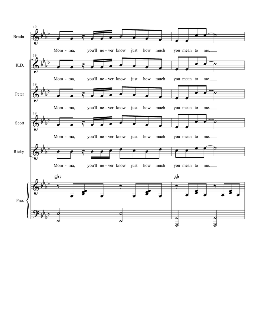 Momma (Vocal Quintet) Choir scores gallery preview page 5