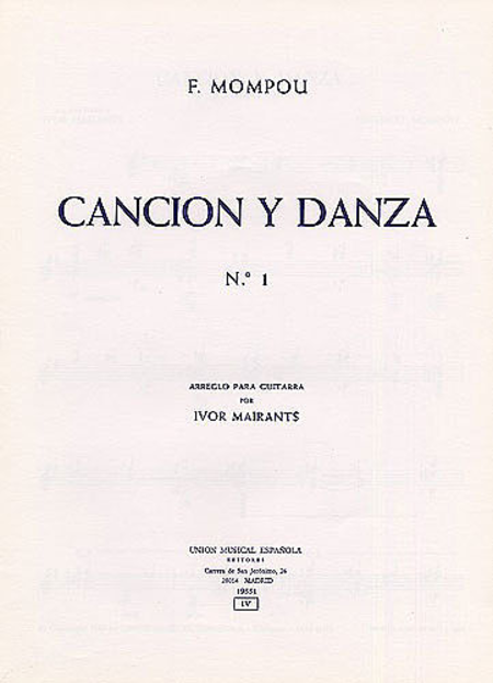 Mompou Cancion Y Danza No.1 (mairants) Guitar