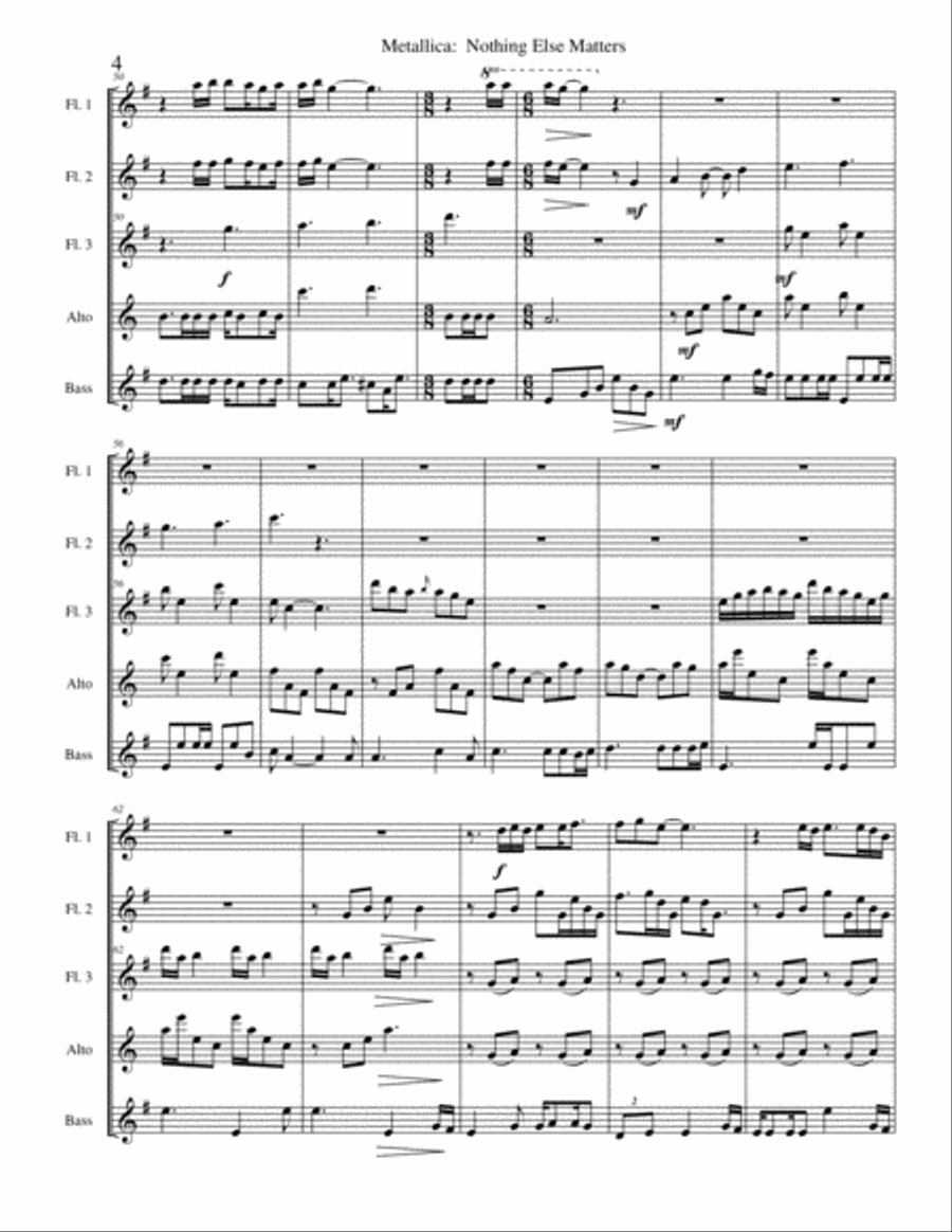 Nothing Else Matters Woodwind Ensemble scores gallery preview page 4