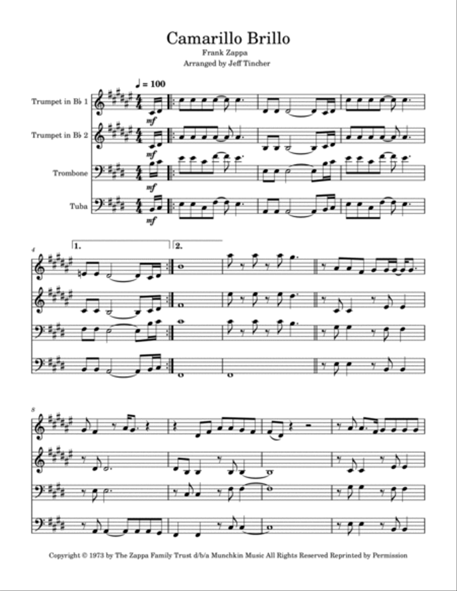 Camarillo Brillo Brass Quartet scores gallery preview page 2