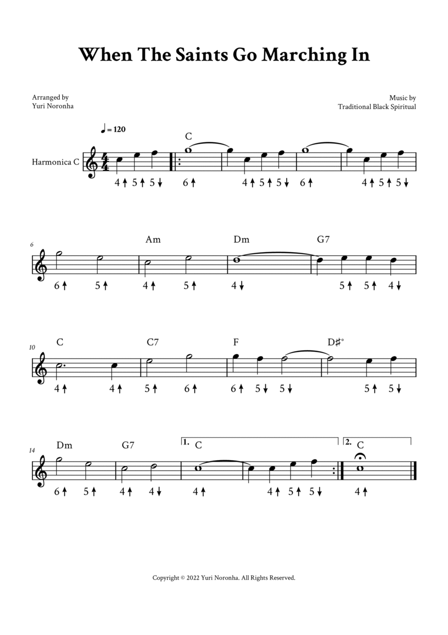 When The Saints Go Marching In - For Harmonica in C Harmonica scores gallery preview page 1