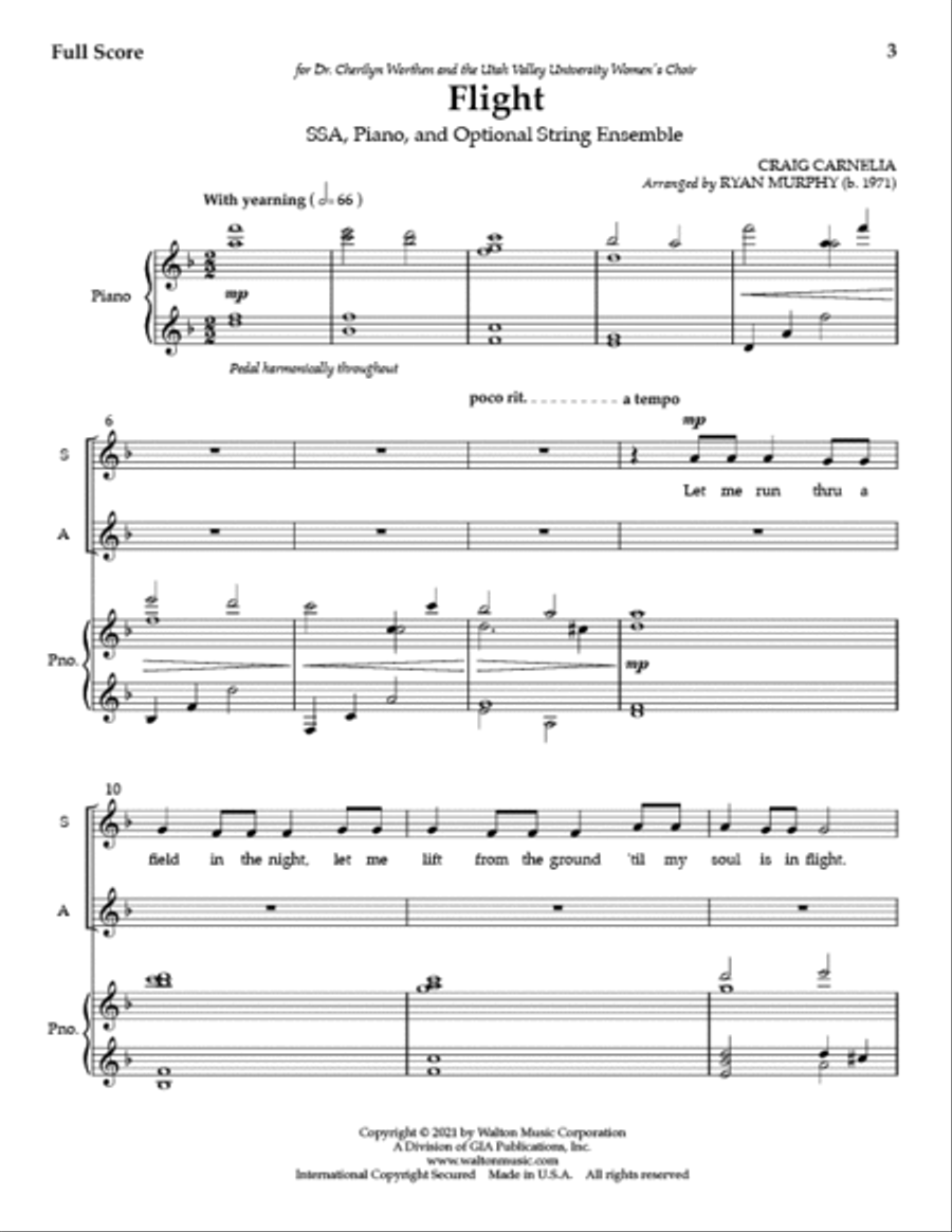 Flight (Full Score and Parts) SSA scores gallery preview page 2