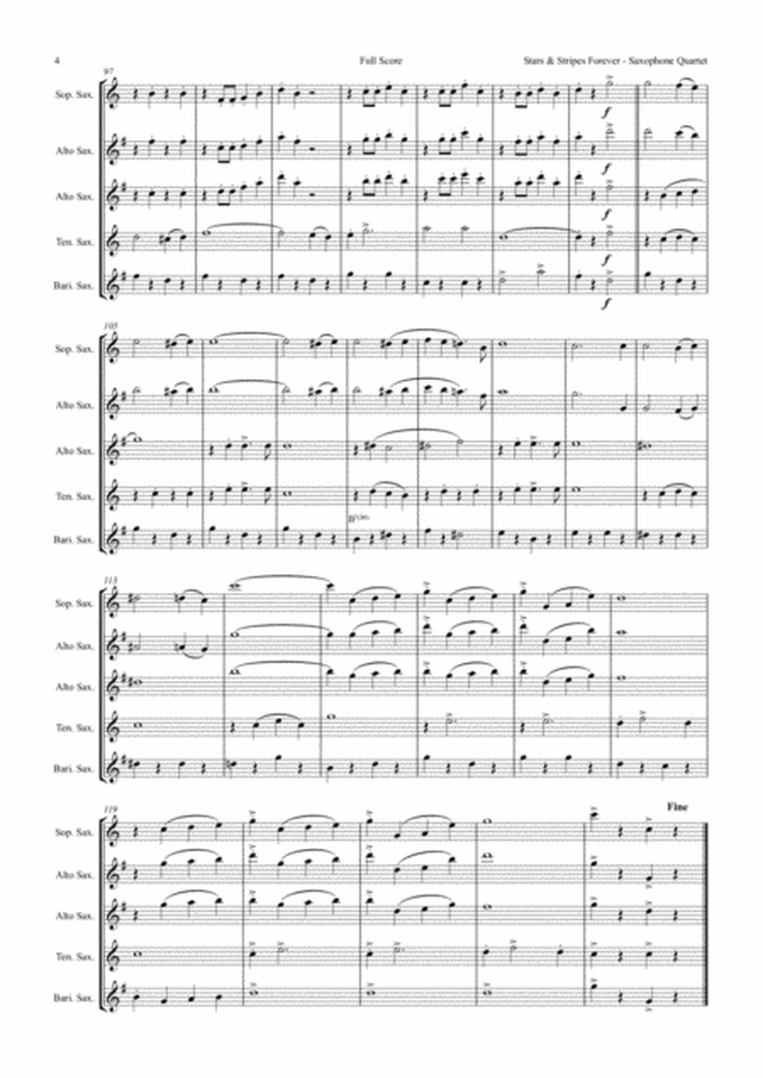 Stars and Stripes forever - Sousa - Saxophone Quartet image number null
