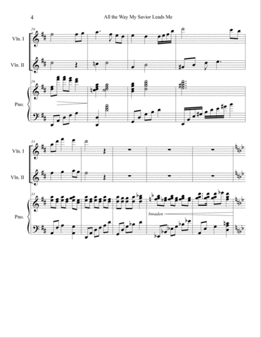 All the Way My Savior Leads Me Violin Duet with Piano Accompaniment String Duet scores gallery preview page 5
