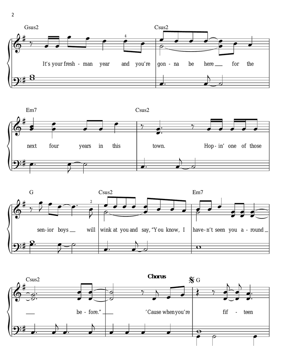 Fifteen Fifteen Easy Piano scores gallery preview page 2