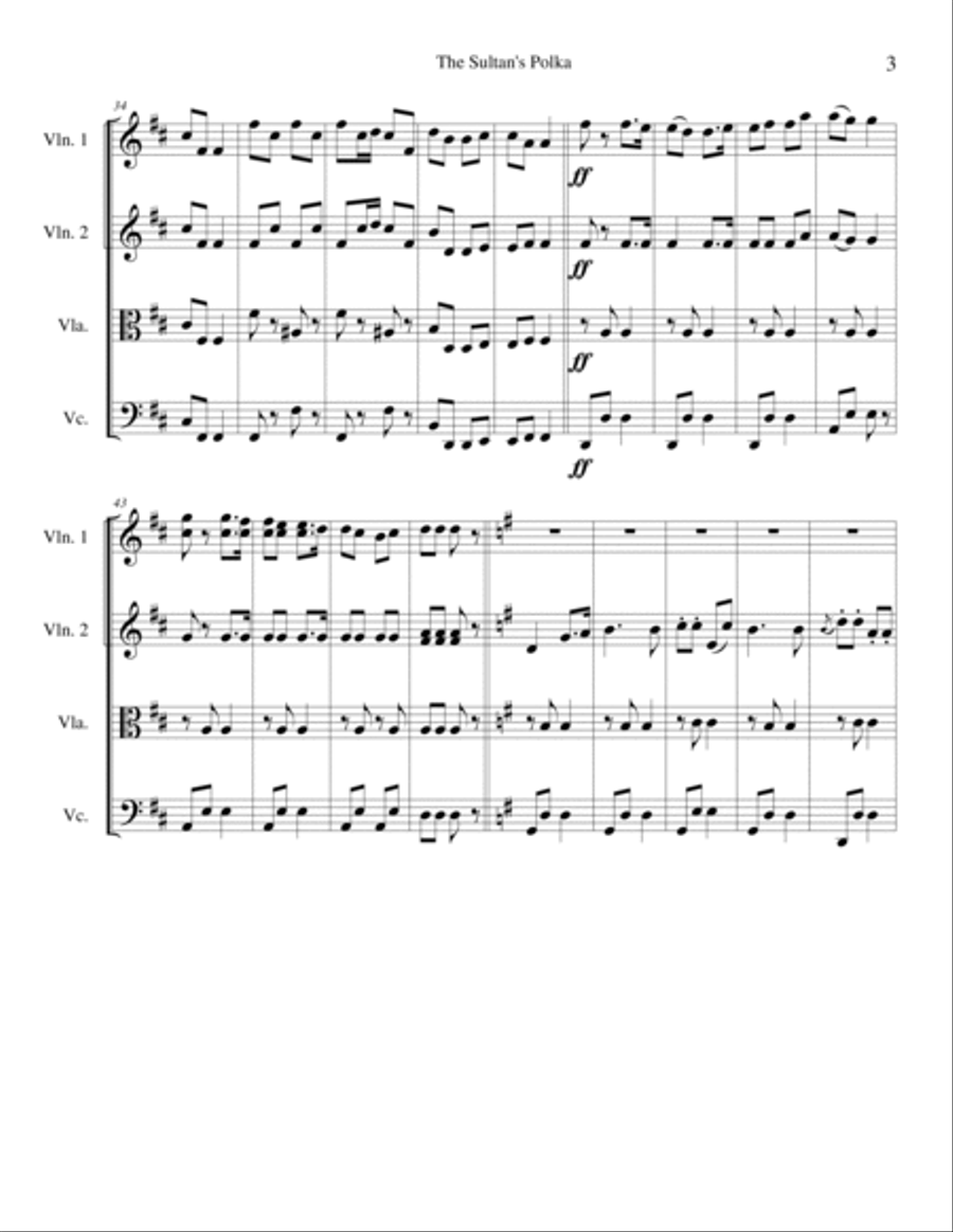The Sultan's Polka for String Quartet String Quartet scores gallery preview page 3
