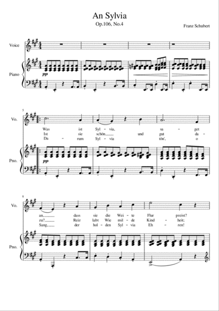 An Sylvia - A Major Voice Solo scores gallery preview page 2