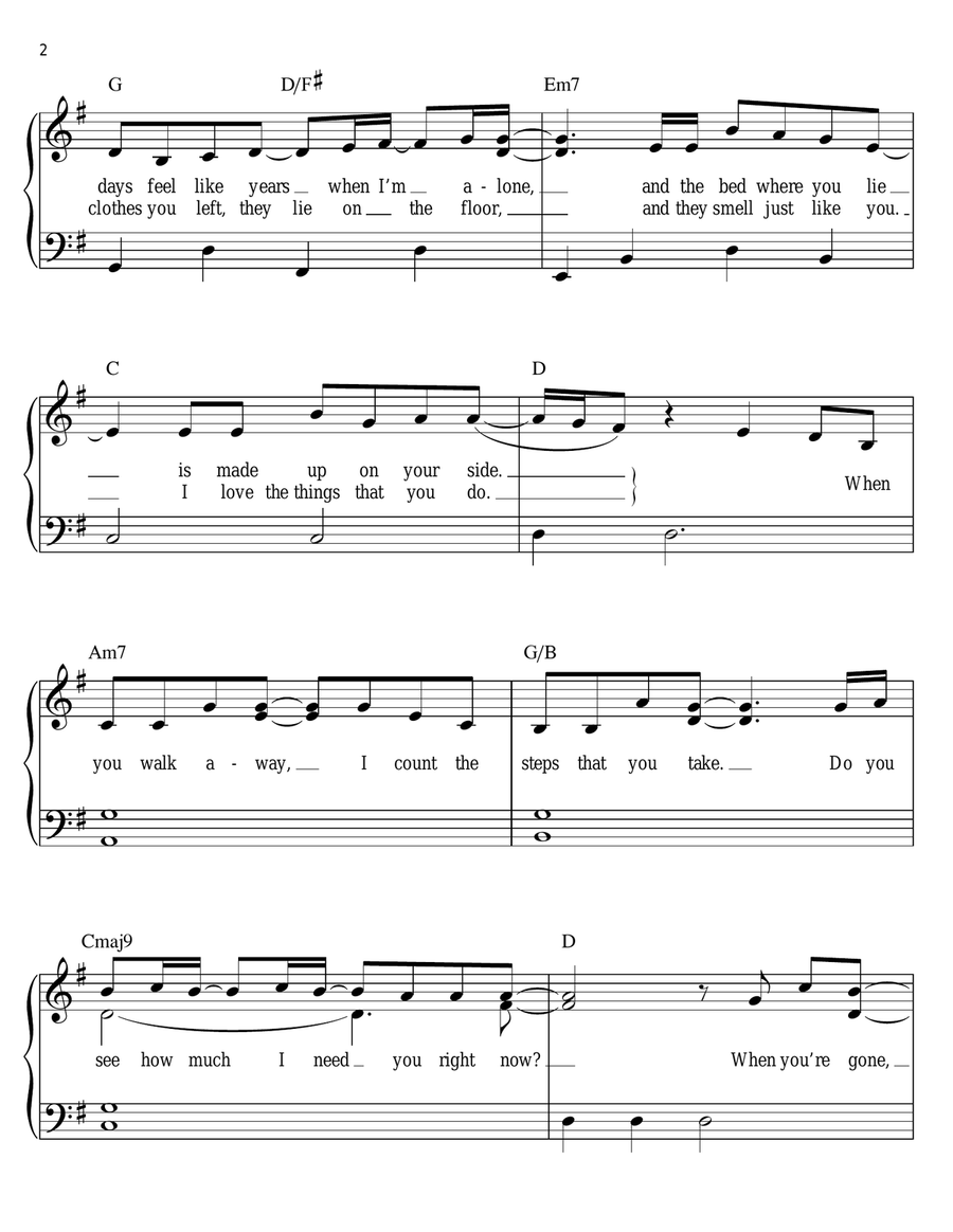 When You're Gone When You're Gone Easy Piano scores gallery preview page 2
