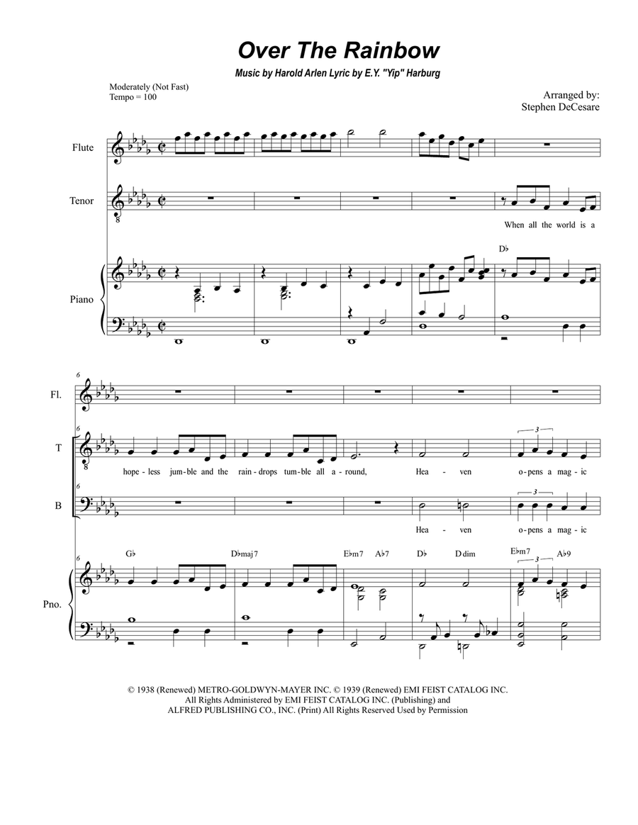 Over The Rainbow (from The Wizard Of Oz) Piano scores gallery preview page 1